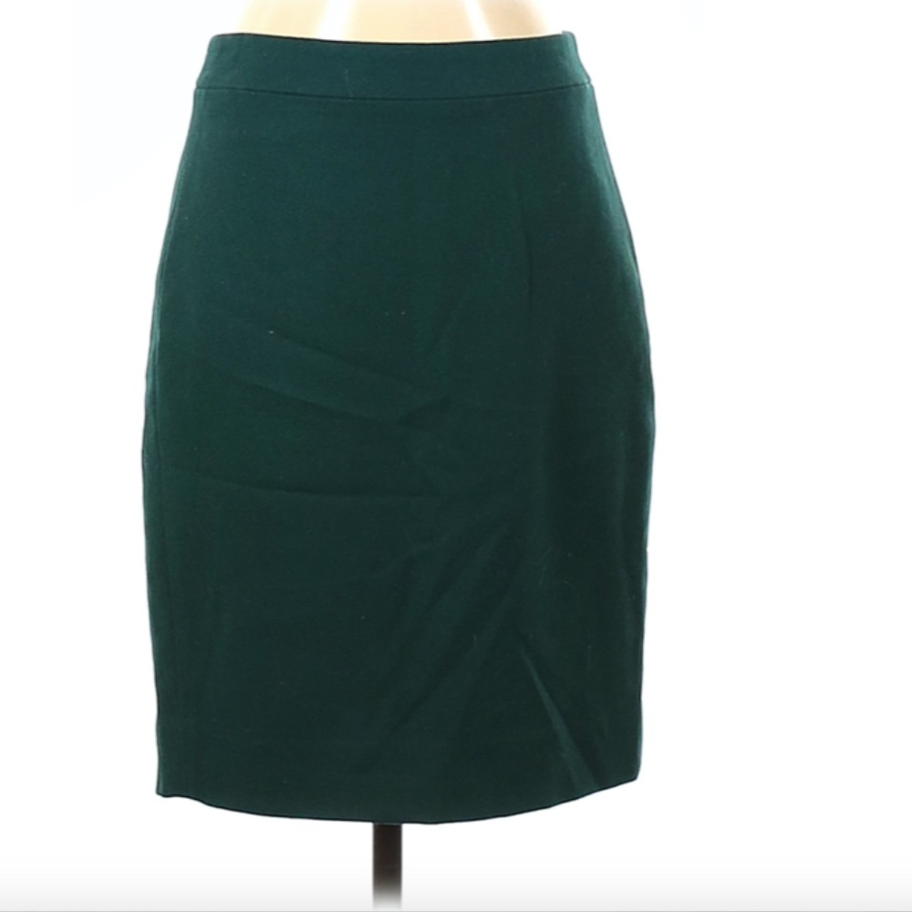 J. Crew Factory Store Solid Green Wool Skirt